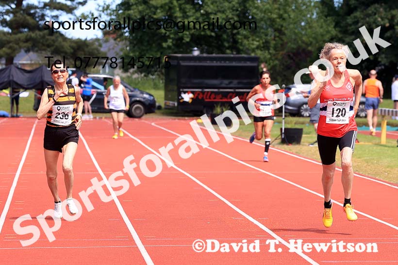 Womens 200 metres, 2024 NE Masters Track and Field Champs., Monkton Stadium, Jarrow.  Photo: David T. Hewitson/Sports for All Pics